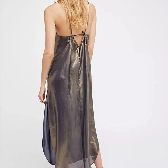 Free People Metallic Maxi Dress - Gold and Black - Picture 2 of 8